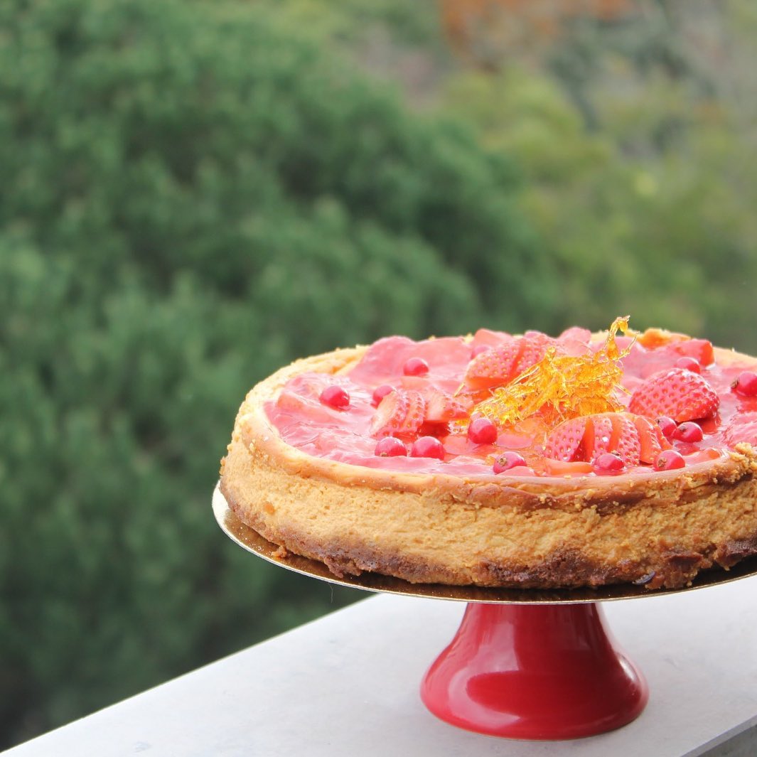 Strawberry and honey cheesecake.